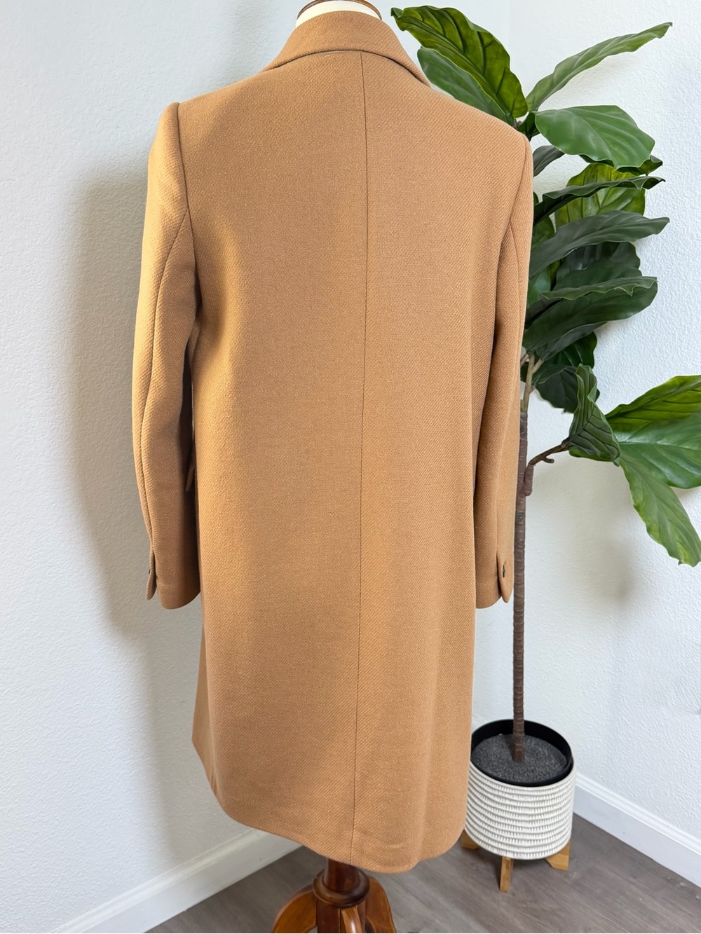 ZARA Camel Herringbone Longline Coat - Picture 3 of 12